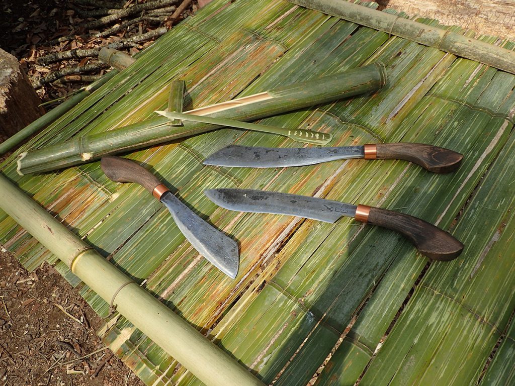 Bamboo tabletop with Golok and Duku Chandong