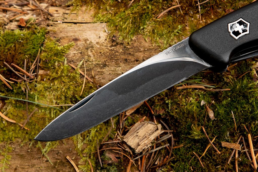 The monochrome black blade of the Onyx Black Ranger 55 Swiss Army Knife