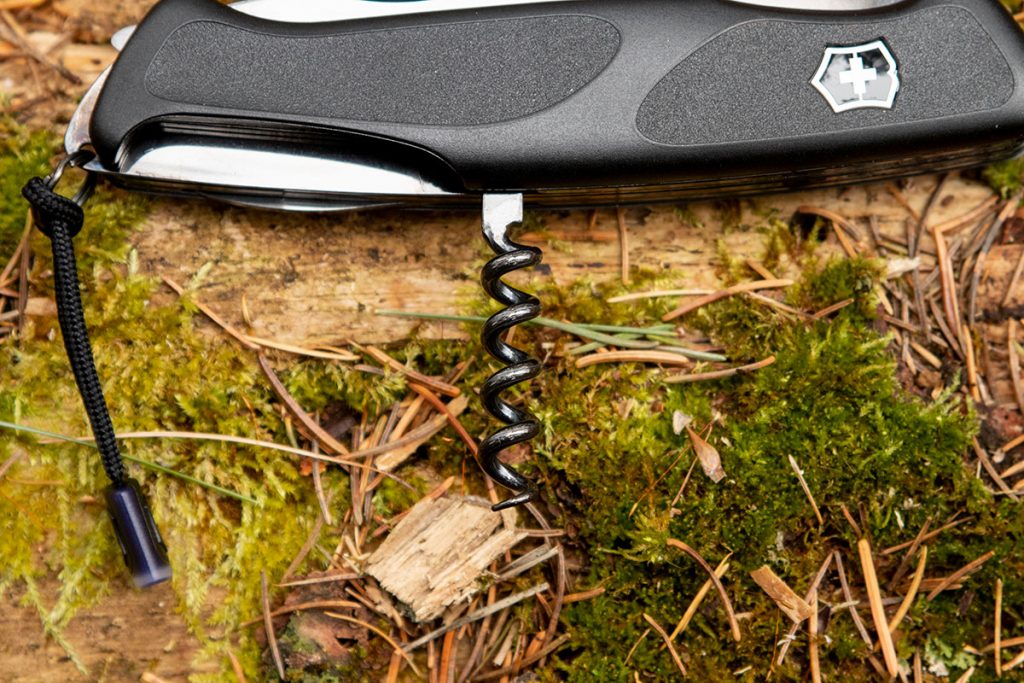 The corkscrew on the Onyx Black Ranger 55 Swiss Army Knife